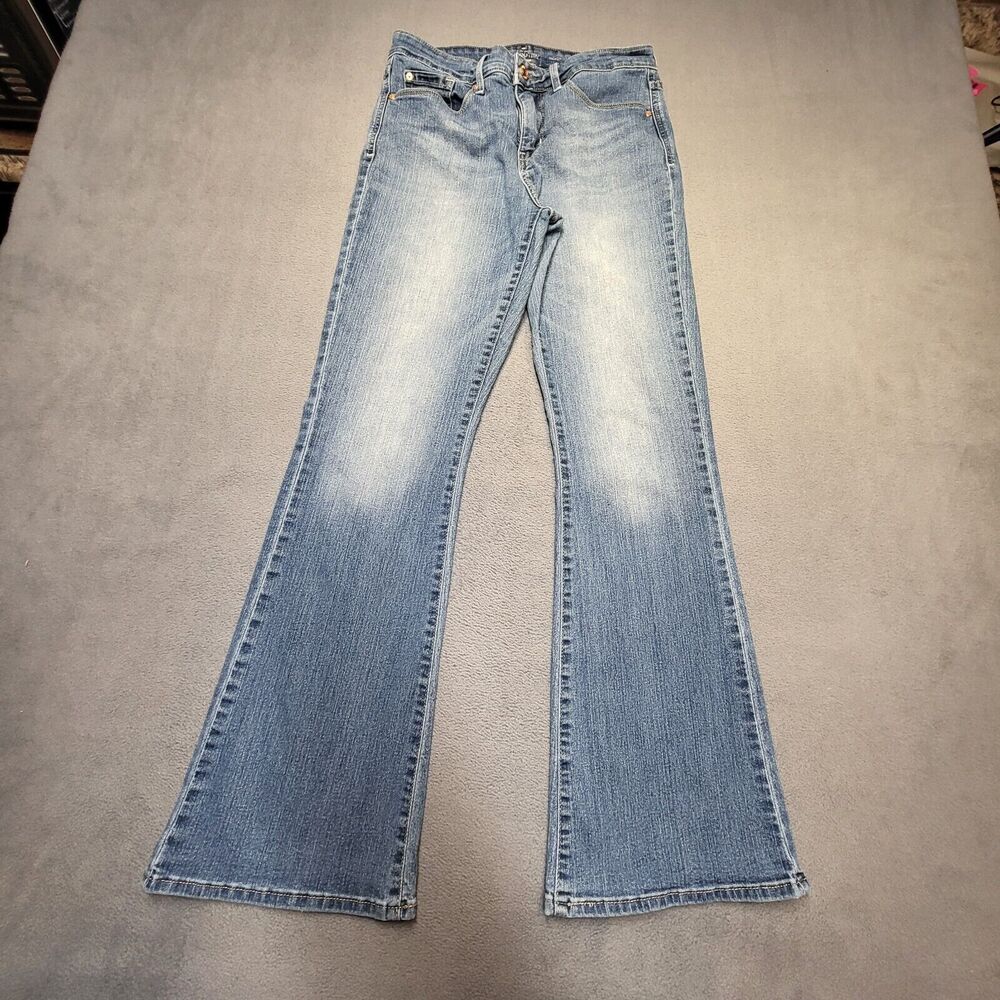 Levis Strauss Signature Jeans Womens 8 Blue Boot Cut Distreessed Stretch